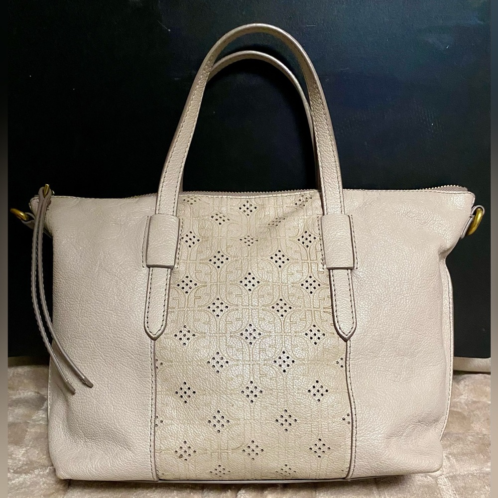 Fossil Skylar Leather Satchel Taupe - Pre-owned